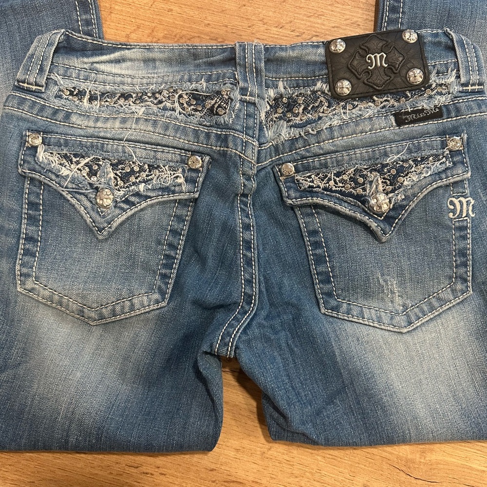 Miss Me distressed bootcut embellished jeans